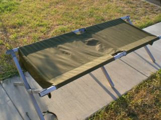 Military Aluminum Cot Bed Sleep Gear Army Green Camping Hunting 