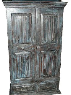 RARE Old Door Armoire Cabinet Blue Patina Home Furniture from India 