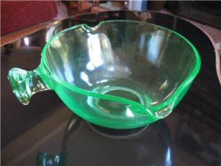 Vintage D B US Glass Depression Green Vaseline Uranium Mixing Bowl 2 