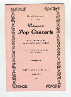San Francisco Symphony Menu Arthur Fiedler Pop Concert