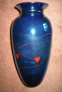 Sale Lundberg Studios Art Glass Vase w Hearts 10 1 4