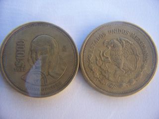 1988 MEXICAN $1000 JUANA DE ASBAJE DRAGON COIN