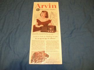 Arvin Radio Small Magazine Ad Original 1951