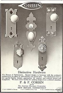 Antique 1912 Corbin Hardware Ad Elegant Door Handles