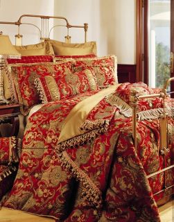 6pc Magnificent Asian Art Burgundy Comforter Set Queen King