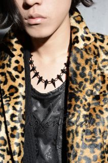 vb HOMME Mens Black Spike Chain Necklace 6NS