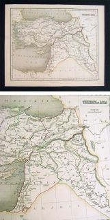 1844 Chambers Map   Turkey in Asia   Minor Cyprus Iraq Syria 
