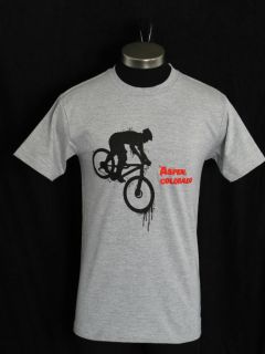 Aspen Colorado Mountain Bike Graffiti T Shirt Heather Gray All Sz 