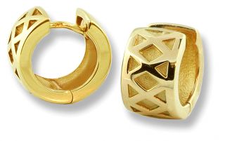 Designer Huggies 18k Gold Reversible Hoop Earrings 14mm 7 Grams