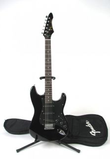 Aria Pro II 2 FS Series Strat Style Electric Guitar, Black, w/ Soft 