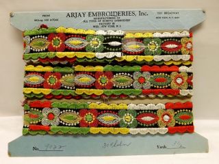   Antique Schiffli Embroidery Trim Ribbon 3 1 2 Yards Hippie Arjay 9022