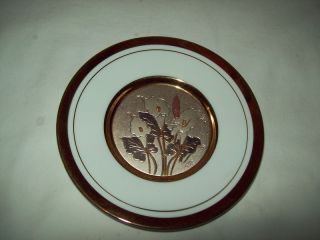 Japan Chokin Art Plate 24K Gold Trim Iris Flowers 6