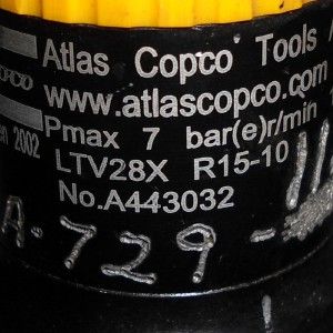 Atlas Copco Air Powered Right Angle Nutrunner LTV28X R15 10