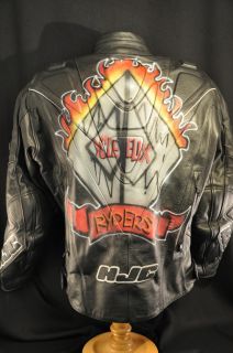 Black Ycle Ellx Ryders Flames Motorcycle HJC Helmets Padded Leather 