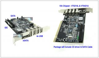 Port USB 2 0 IDE eSATA SATA Serial ATA PCI Combo Card