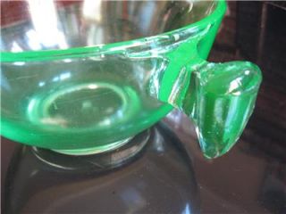 Vintage D B US Glass Depression Green Vaseline Uranium Mixing Bowl 2 