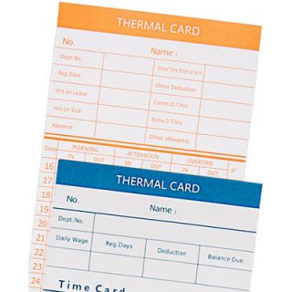 Sided Monthly Attendance Thermal Cards Punch Card for Time Recorder 