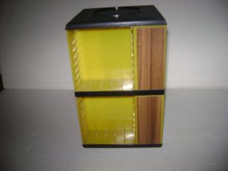 Yellow Brown Black Audio Cassette Tape Case 40 64 Holder Rotating 