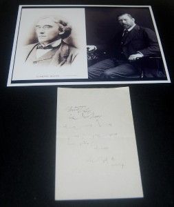 Very RARE Bram Stoker Henry Irving Signed Page and Great Print Dracula 