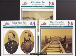 James H Wilson August V Kautz RAID Virginia 1864 U s Civil War 3 Cards 