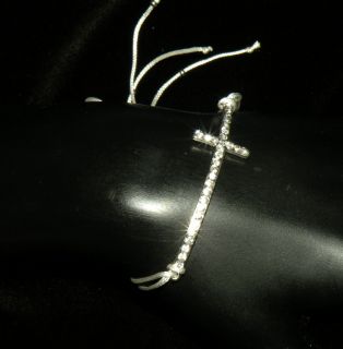 Gorgeous Faith Silver & Crystal Cross White Silk Cord Bracelet NWT $48