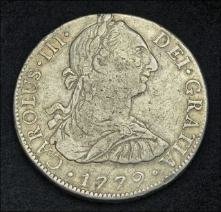 1779, Mexico, Charles III. Large Silver 8 Reales (Spanish Dollar) Coin 
