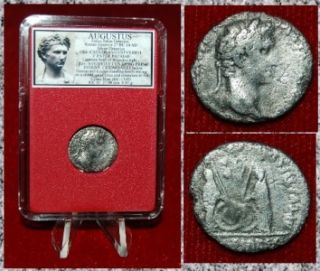 Roman Empire Coin Augustus Silver Denarius Gaius and Lucius on Reverse 