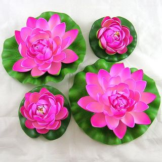 Artificial Silk Flower Polyfoam Floating Hot Pink Lotus