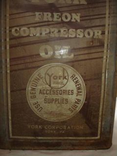 Vintage York Freon Compressor Oil 5 Gallon Can