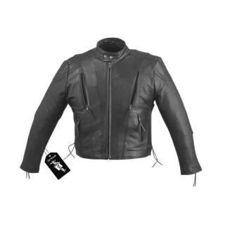 Mens Solid Genuine Cowhide Leather Motorcycle Racing Jacket L XL 2XL 