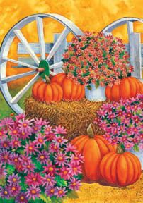 Pumpkin Wagon Fall Autumn Decorative Mini Garden Flag