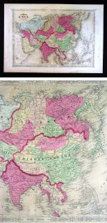 1867 Johnson Map Asia China Japan India Tibet Vietnam