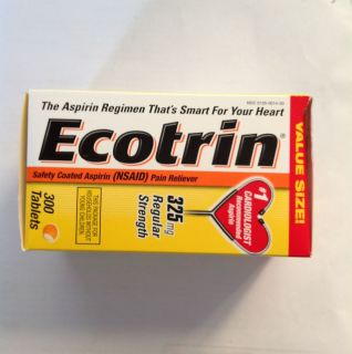 ECOTRIN SAFETY COATED ASPIRIN 300 TABLETS 325 MG BRAND NEW SEALED EXP 
