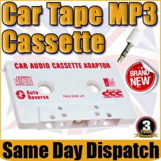 Car in Dash Tape Audio Cassette MP3 Player Adaptor 3 5mm Aux Male 