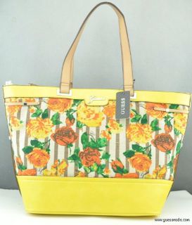 New Guess Ladies Handbag Avera LG Totes Yellow Purse USA