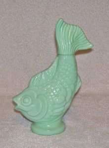70s Avon Jade Colored Glass Fish Sea Spirit Collection