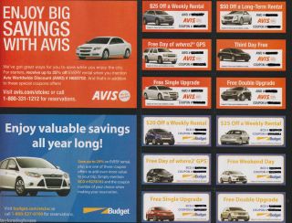AVIS Rental Car Discount Coupons PLUS 6 Budget Rental Car Discount 