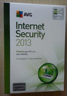 Avg Internet Security 2013 3pc 1YR 6 Months Lojack Free New Retail Box 