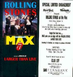   Stones 1994 Handbill Steel Wheels Tour Film Imax Theater Atlanta, GA