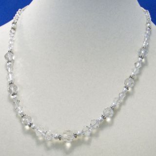 Austrian Clear Crystal White Glass Pearl 17 Artisan Necklace