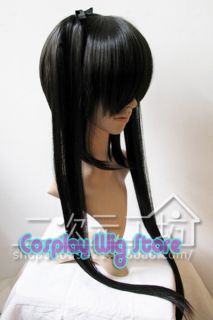 on Nakano Azusa Cosplay Black Straight Hair Wig Pigtails