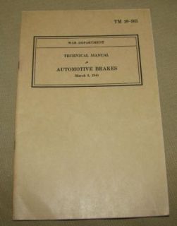   Technical Manual Automotive Brakes   WWII, 1941   TM 10 565