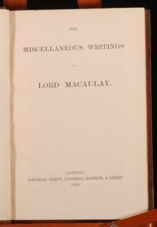 1864 65 4 Vols WORKS of MACAULAY History & Essays