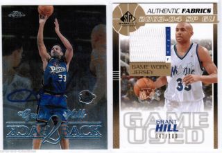    Hill Signed Card Autograph Pistons Auto SP Game Used Jersey Lot 100