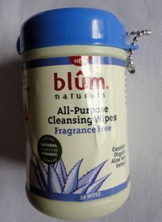 NIP blum naturals All Purpose Cleansing Wipes Fragrance Free Aloe 100 