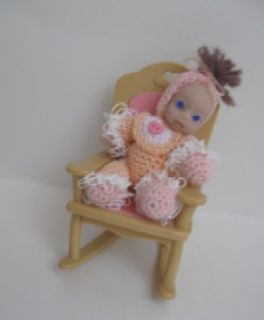 OOAK Awake Tiny Baby Girl Doll Full Sculpt Glass Eyes Furry Pillow 