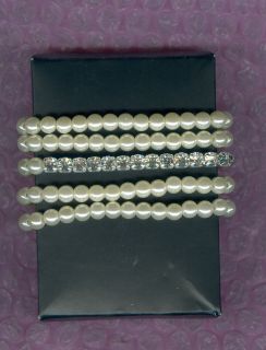AVON 4)PEARLESQUE AND 1)RHINESTONE STRETCH BRACELETS (SET OF 5)NEW IN 