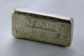 Bache silver bullion bar 10 oz poured style 999