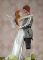   Fantasy Gothic Bride Knight in Armor Resin Wedding Cake Topper
