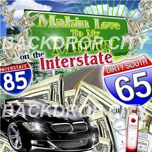 x8 Love Money Interstate Hip Hop Backdrop Background